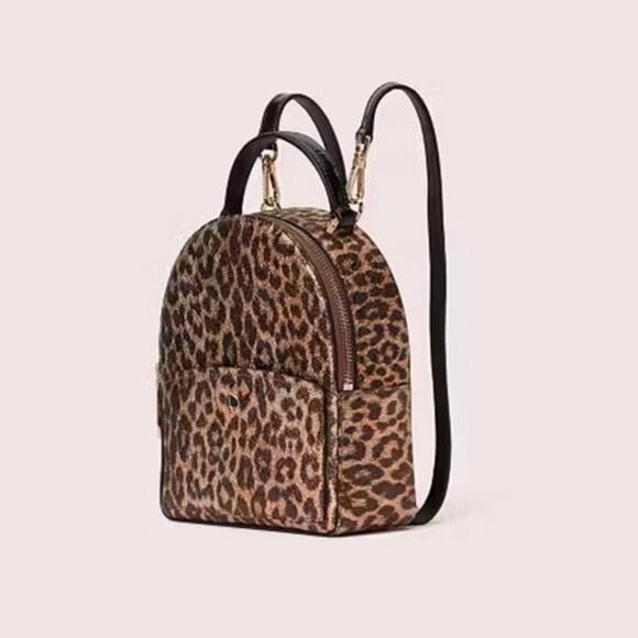 Kate Spade Amelia Metallic Leopard Mini Convertible Backpack - Picture 4 of 14